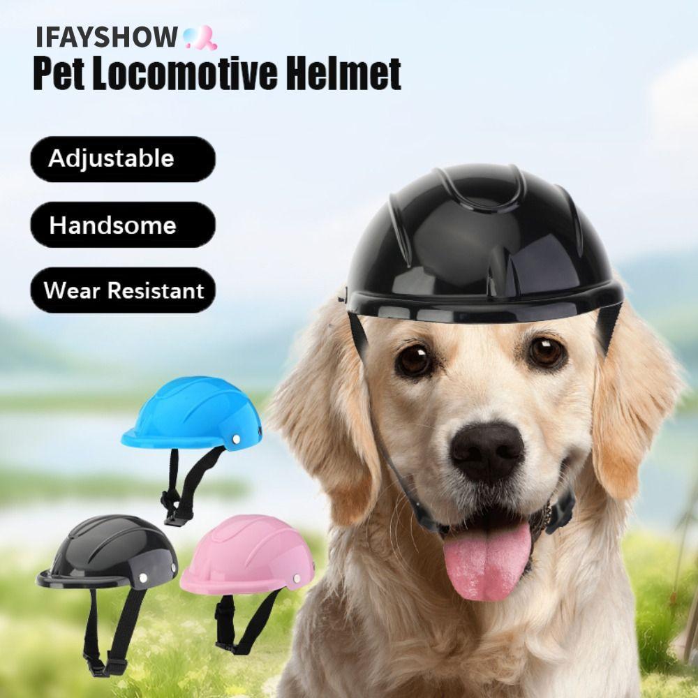 IFAYSHOW Pet Motorcycle Headgear, หมวกกันน็อคสุนัขสัตว์เลี้ยงแบบปรับได้หล่อ, หมวกกันน็อคหัวรถจักรสัตว์เลี้ยงพลาสติกสีทึบแฟชั่นแมว