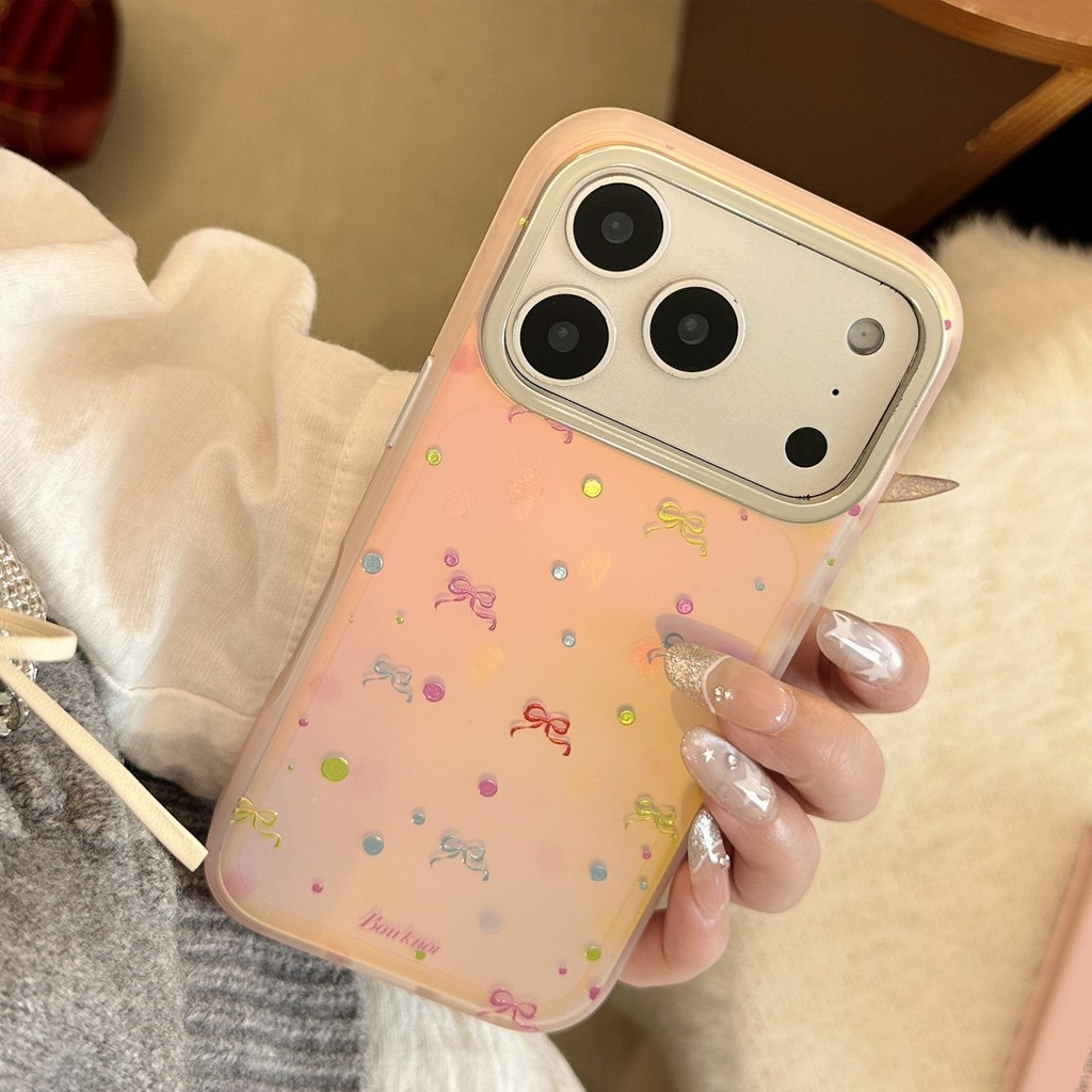 เคสโทรศัพท์ป้องกันโบว์สีชมพูชุบด้วยไฟฟ้าเหมาะสําหรับ TPU สําหรับ iPhone 11 12 13 14 15 16 17Pro Max Plus ราคา ถูกที่สุด ดีลบีเคเค แกลเลอรีภาพที่ 7