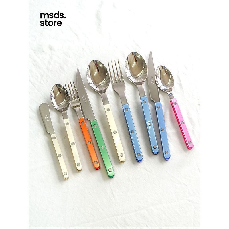 ของแท้ฝรั่งเศส Sabre Paris Hotel Pearl Rainbow สีขาว/สีฟ้า/สีชมพู/สีส้มมีดสแตนเลสช้อนส้อม p