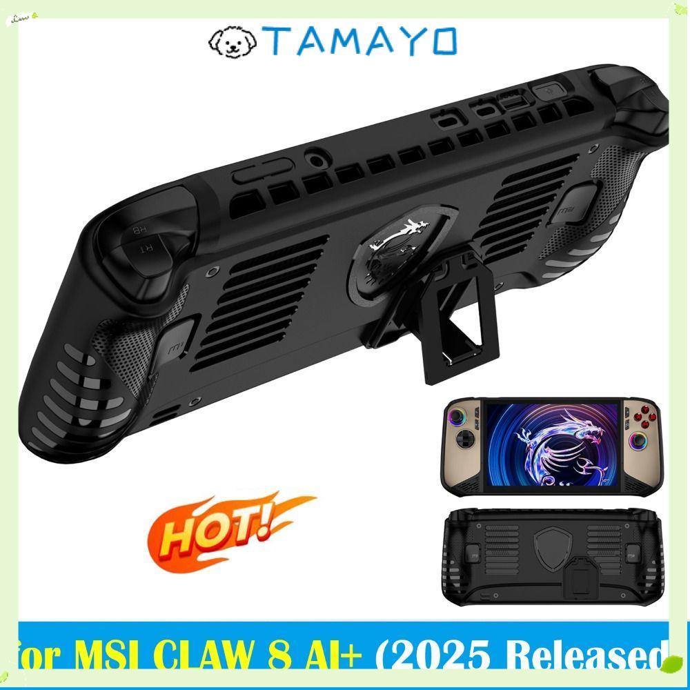 TAMAYO ฝาครอบป้องกัน,พร้อมขาตั้ง TPU คอนโซลเกมมือถือ, Ergonomic กันกระแทก Soft Host Shell สําหรับ MSI Claw 8 AI + 2025