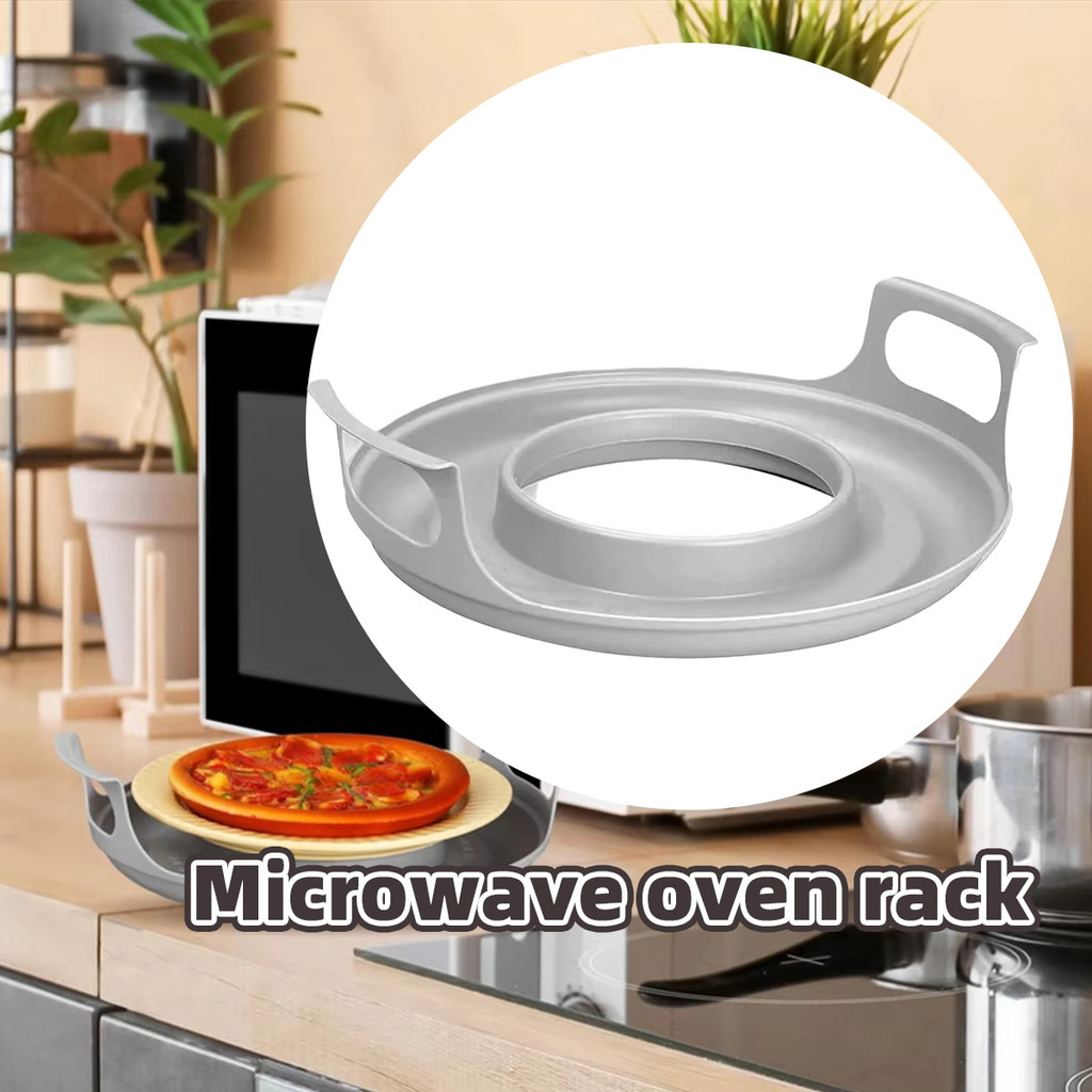 ถาดอุ่นอาหารไมโครเวฟ จานรองไมโครเวฟ ขนาดใหญ่30*8*25CM วัสดุพลาสติก มีหูจับ ของใช้ในครัว สีเทา