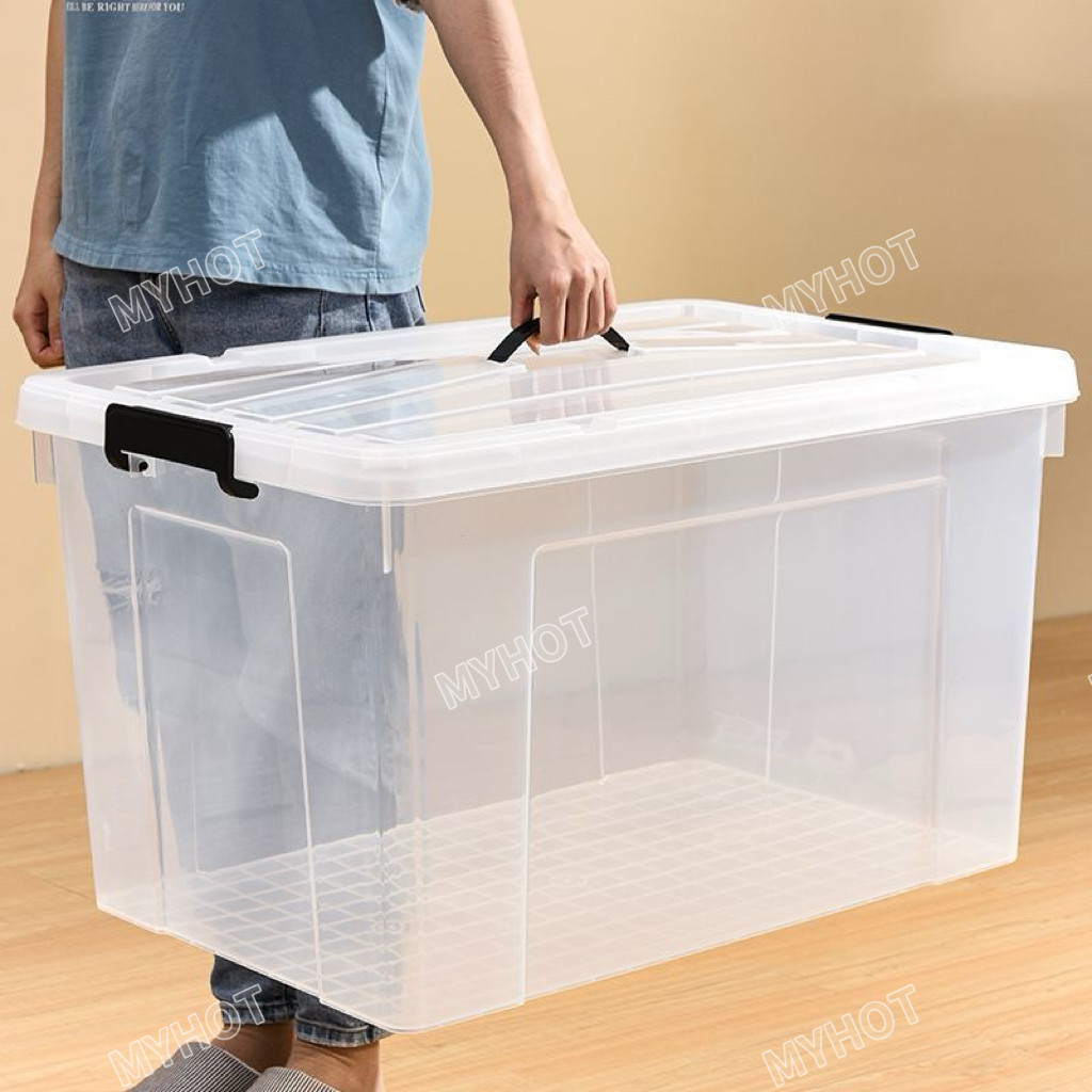MYHOT กล่องเก็บของ กล่องใส่ของ ลังพลาสติก  มีล้อ - มีล้อและตัวล็อค เก็บของได้เยอะ  ⚡การลดราคาแบบจำกัดเวลา⚡ - รูปที่ 2