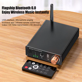 เครื่องรับสัญญาณเสียงไร้สายบลูทูธ 6.0 สเตอริโอ พร้อมพอร์ต AUX/RCA/MIC และชิปเสียงคุณภาพสูง