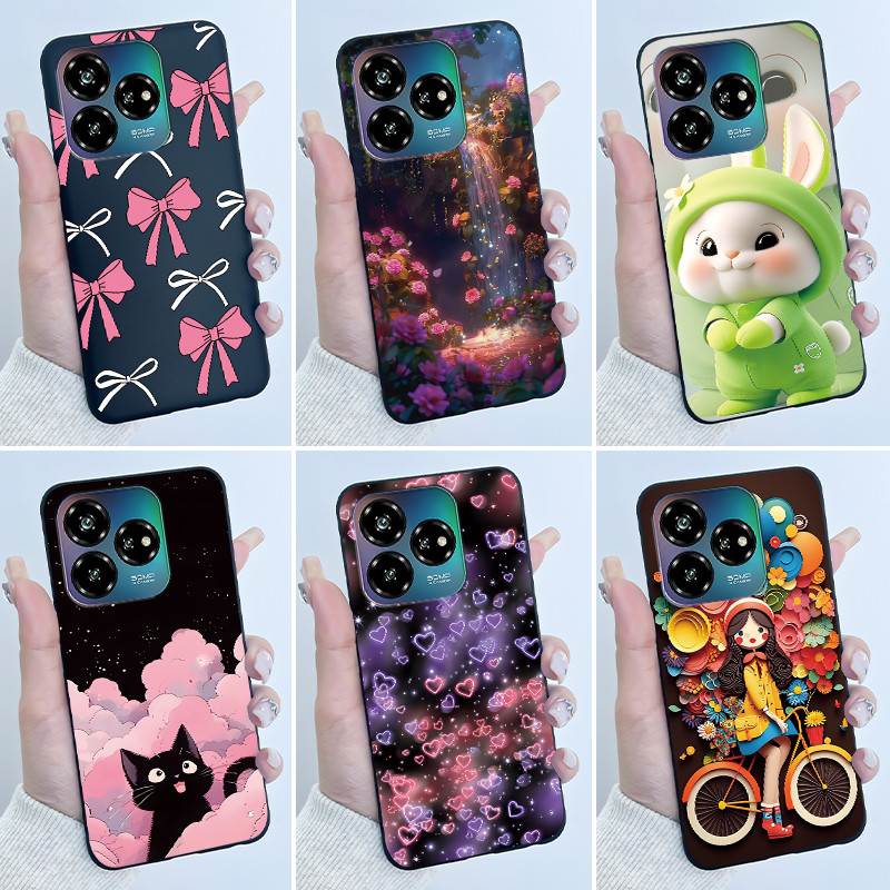 สําหรับ ZTE Axon 60 Lite / Blade V60 Vita / Nubia V60 ออกแบบกรณีน่ารัก Love Heart กระต่ายปลอกสีดําซิลิโคนอ่อนนุ่มฝาครอบป้องกัน