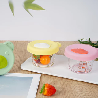 Berma Baby กล่องเก็บอาหารเด็ก 3PCS ฝาซิลิโคนการ์ตูน เข้าไมโครเวฟได้ ปลอดภัยสำหรับลูกน้อย
