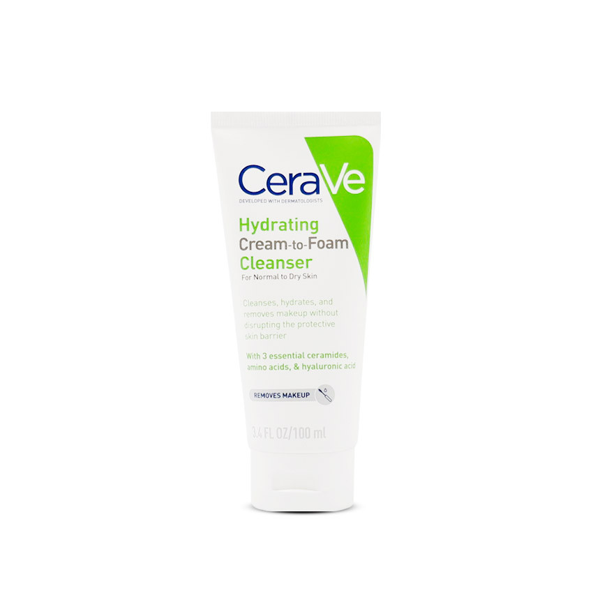 CeraVe Hydrating Cream-to-Foam Cleanser 100 ml. หลอด 100 ml