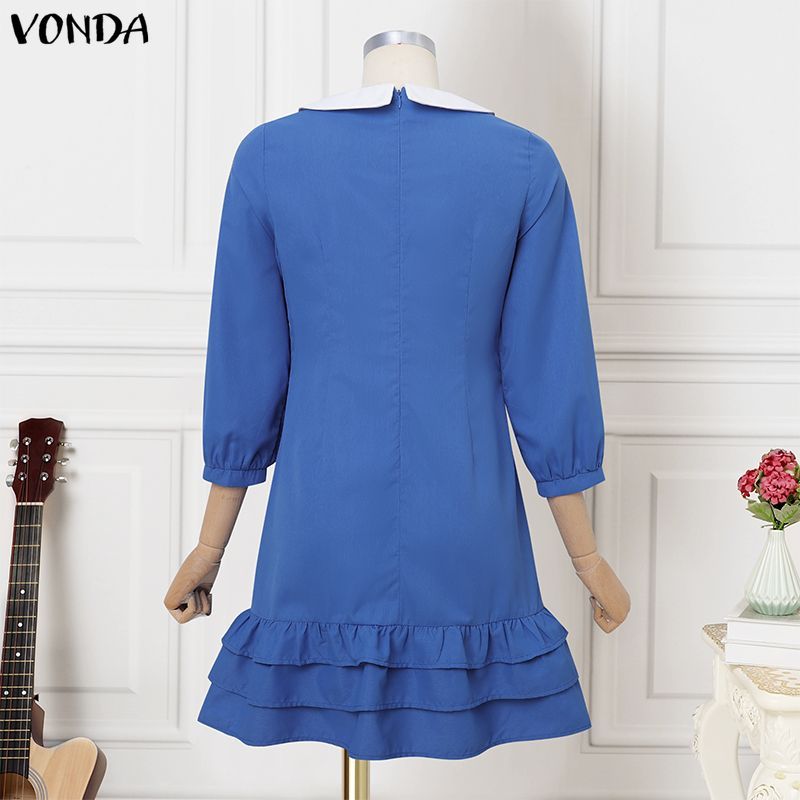 VONDA ชุดเดรสผู้หญิงสไตล์เกาหลี ดีไซน์ที่เรียบหรู มีโบว์และระบายหลายชั้น — صورة 8