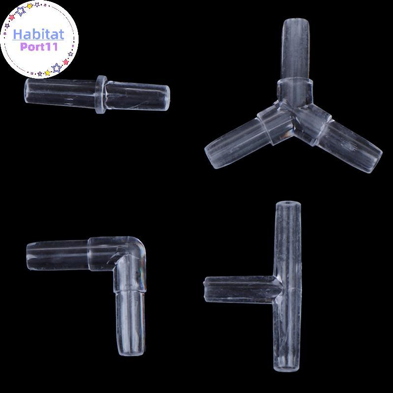 HabitatPort 10 ชิ้น 2Way/3Way Clear Aquarium Tube Connector Air Valves Fitting ถังปลา th