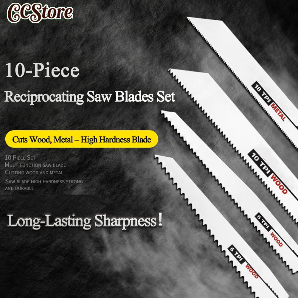 ใบเลื่อยชัก ไฟฟ้า แบบชุด ตัด ไม้เนื้ออ่อน เนื้อแข็ง เหล็ก ชุด 10 ใบ 10pcs Saw Blades Reciprocating Saw Blade Hand saw