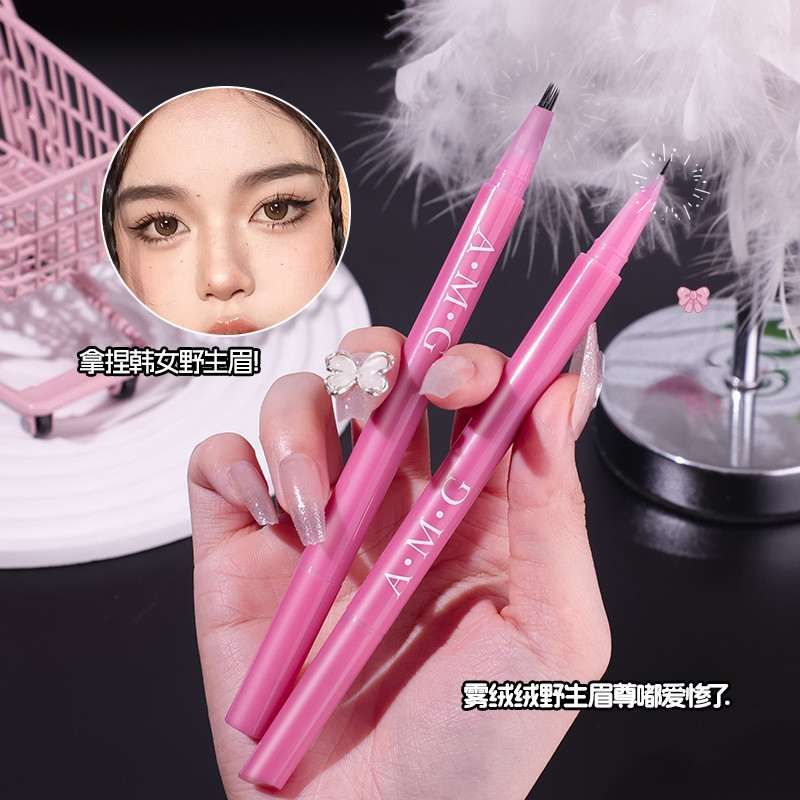 ดินสอเขียนคิ้วน้ําดินสอเขียนคิ้วป่า AMG Natural Forming ดินสอเขียนคิ้วสามมิติ Wild One Stroke Double