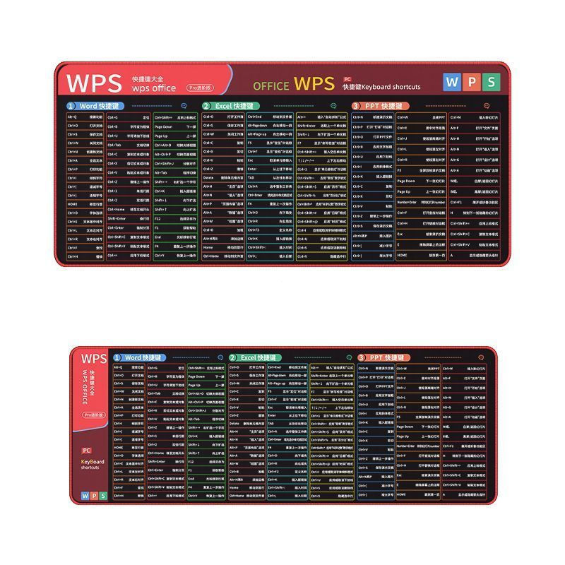 New Product#Desktop Mouse Pad WPS Shortcut Key Collection Computer Thickened Extra Large Locking Edg