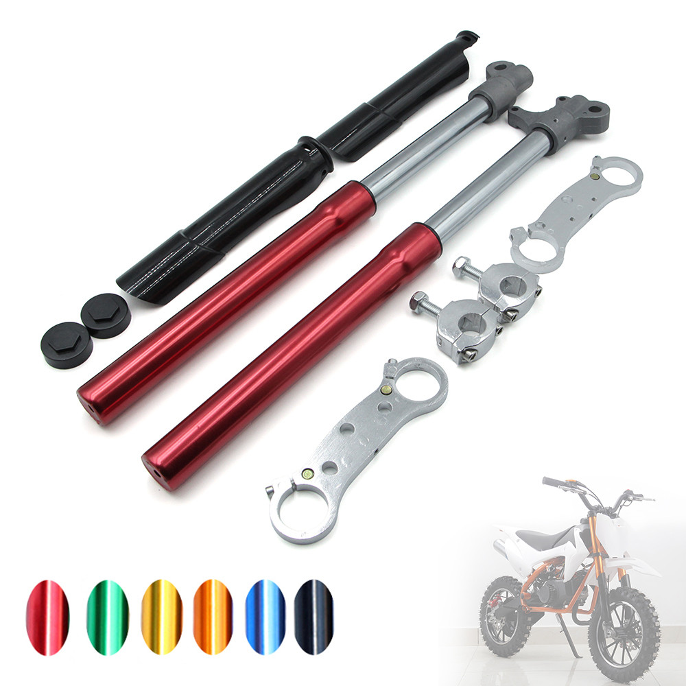 รถจักรยานยนต์ 550 มม.ด้านหน้าส้อม Shocker Absorber Upper Lower Connecting แผ่นชุดสําหรับ 49cc 2 จังหวะพ็อกเก็ตจักรยาน Mini Moto Moped Motocross อะไหล่