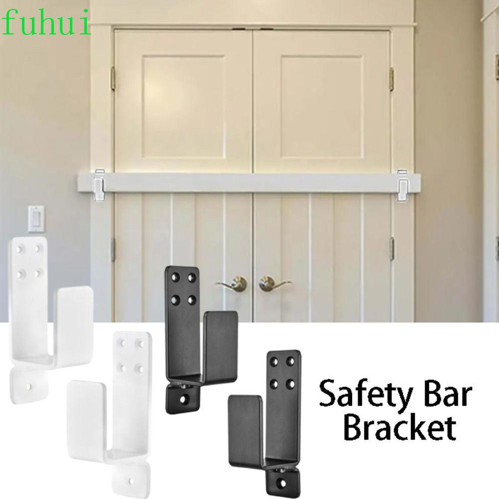 FUHUI ที่วางบาร์ประตู,เหล็กคาร์บอนอัพเกรดประตู Barricade Brackets, สําหรับ 2X4 Lumber U-Shaped สีดํา