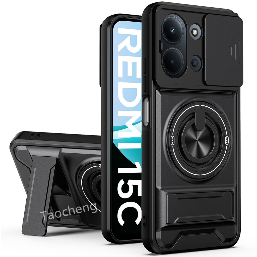 เคสโทรศัพท์สําหรับ Redmi 15 C 15C 4G 5G 2025 เกราะสไลด์เลนส์กันกระแทก Fundas แหวนปกหลัง