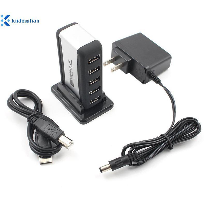 Kudosion USB 7-Port HUB ขับเคลื่อนด้วยสายเคเบิลอะแดปเตอร์ AC ปลั๊ก EU/US ความเร็วสูงสําหรับแล็ปท็อปพ