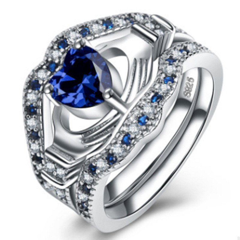 Chenrui wish Cross-Border E-Commercial Supply ชุดสามชิ้น Micro-Inlaid แหวนยุโรปสไตล์อเมริกันรักสุภาพ