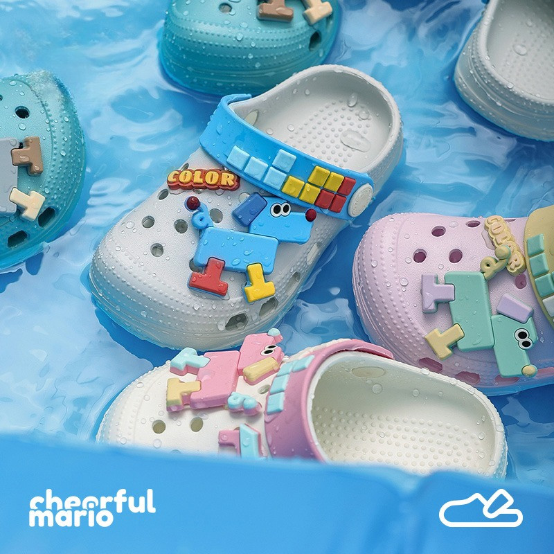 Cheerful Mario 13-20ซม ลองเท้าเด็ก รองเท้าหัวโตเด็ก นิ่ม รองเท้ารัดส้นเด็กหัดเดิน การ์ตูน แตะเด็กเล็ก