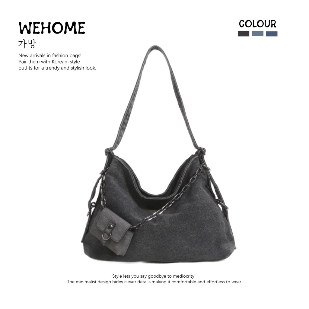 WEHOME Blair Bag สไตล์เกาหลี สไตล์คาซิวัล เป้เป้สำหรับทำงาน ปริมาณมาก tote bag