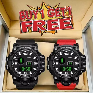 【ซื้อ 1 แถม 1】 !นาฬิกาดิจิตอลนำแสงยามค่ำคืนนาฬิกาปลุกปฏิทินฟังก์ชั่นนาฬิกาหญิงข้อมือ