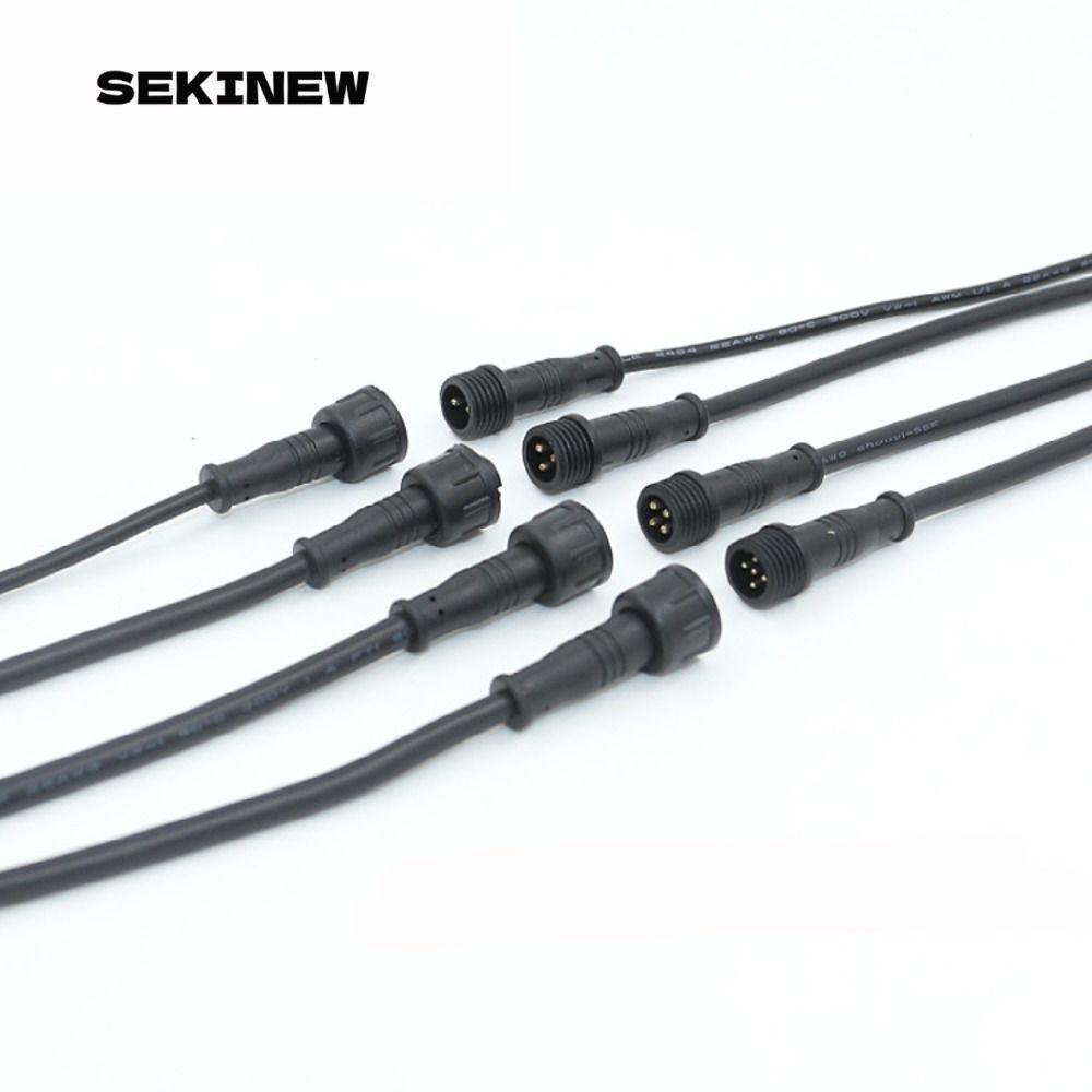 SEKINEW 2Pin 3Pin 4Pin แจ็ค, 20 ซม.สายสีดําชายหญิง LED Connector, IP67 2Pin 3Pin 4Pin สายไฟกันน้ํา L