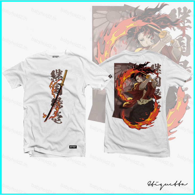 เสื้อยืดDemon Slayer แขนสั้น สำหรับทุกเพศ ออกแบบลายYoriichi สไตล์Harajuku พร้อมไซส์พิเศษ
