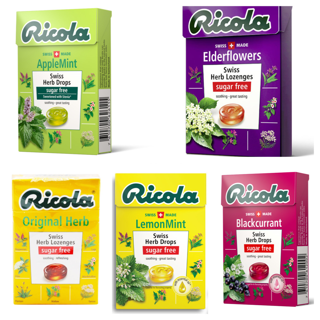 Swiss Strawd Ricola candy Ricola candy หลากหลายรสชาติ 40G Cool Hard Candy ลูกอมคอของว่างแบบสบาย ๆ ลู