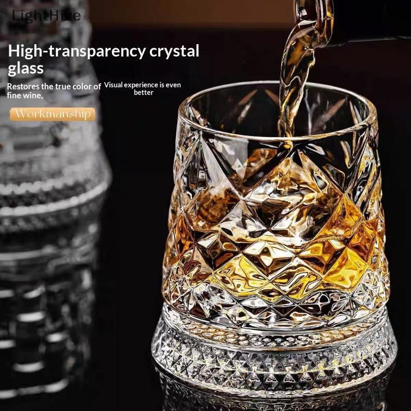 [LightHive] 2026 ใหม่แว่นตาหมุน Whisky Glass พร้อมฐานแก้ว 360 หมุนองศาคริสตัล Rum Glass สําหรับ Cotail Party ดื่ม (TH)