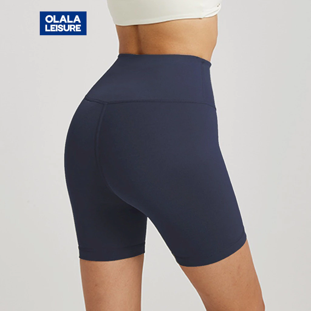 OLALA LEISURE กางเกงกีฬาขาสั้น เอวสูง ผ้ายืด เหมาะกับใส่ออกกำลังกาย วิ่ง ขี่จักรยาน พิลาทิส สำหรับผู้หญิง