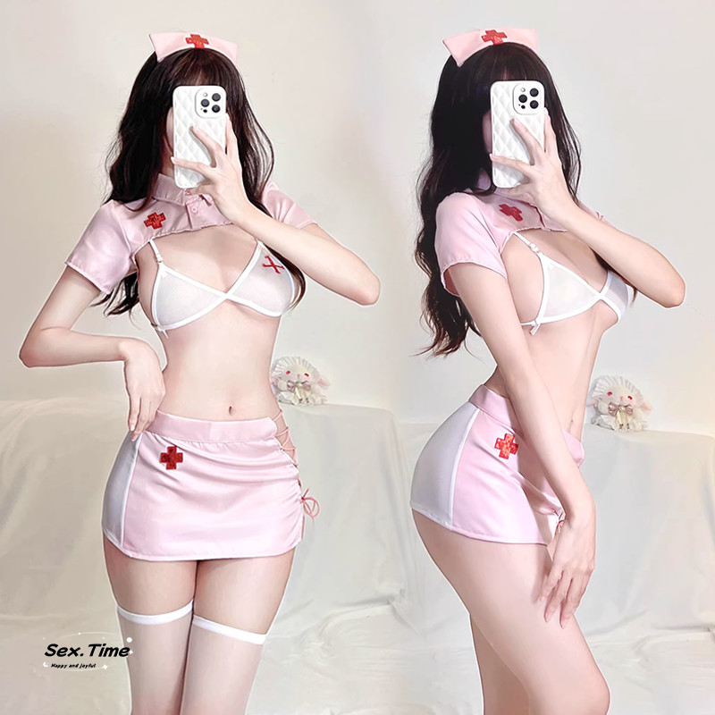 💚Sex time💜 ชุดพยาบาลสุดเซ็กซี่ ชุดสวมบทบาท สีชมพู ดีไซน์เปิดหลัง มีหลายแบบให้เลือก จัดส่งภายใน 1-3 วัน