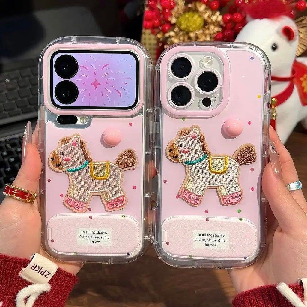 BOSTON สี Polka Dot Horse เหมาะสําหรับ Apple 17promax เคสโทรศัพท์ X300 Xiaomi 17pro Niche Reno14 กระ