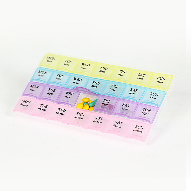 Pill Cases Box 7 Days Organizer 28 Grids 4 Times One Day Portable Travel with Large Compartments for