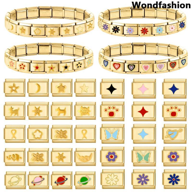 สร้อยข้อมือสแตนเลส[charm]ม้าผีเสื้อ Italian fit 9 มม., อุปกรณ์เสริมทำเองสไตล์เรโทร