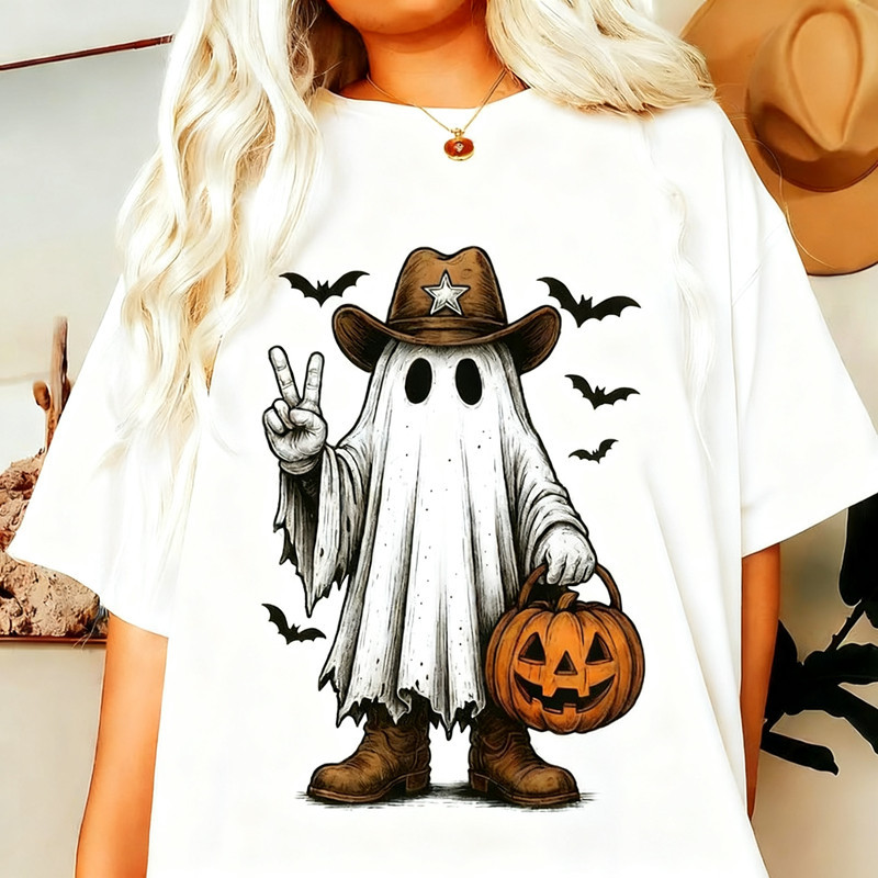 ฮาโลวีนคาวบอย Ghost Png Western ฮาโลวีน Cowgirl Png Howdy ฮาโลวีนเสื้อ Png คาวบอย Ghost Boo Png ฮาโล