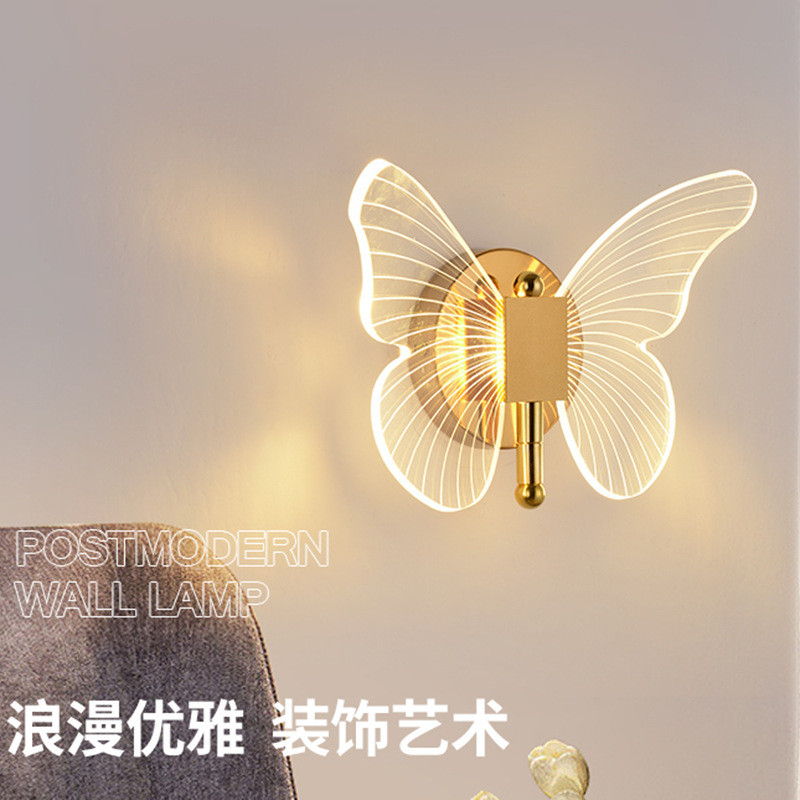 Butterfly Light Guide LED Wall Lamp Light Luxury Modern Minimalist Creative Nordic Bedside Lamp Bedr