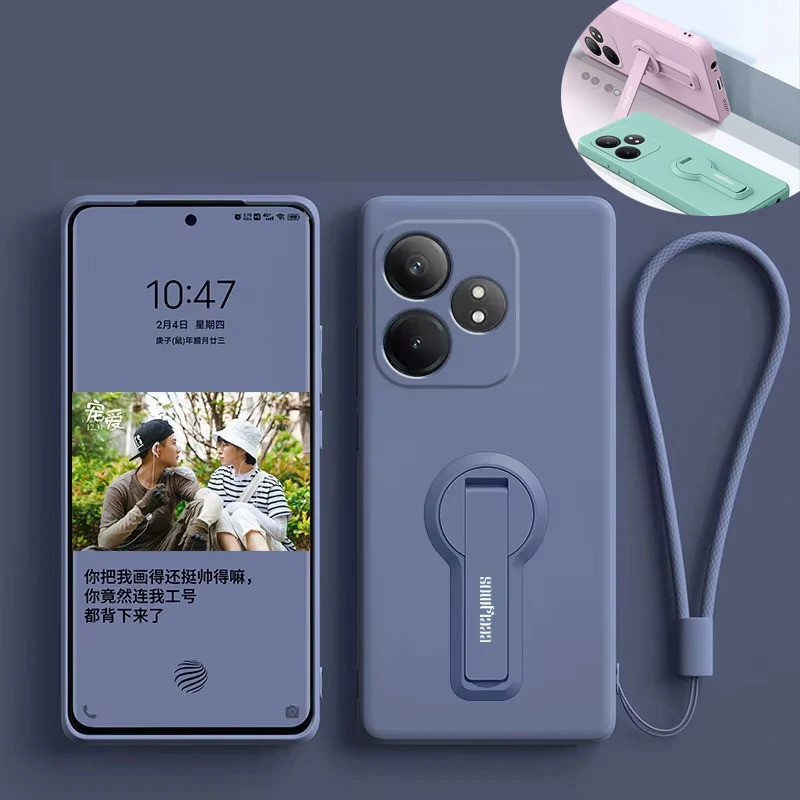 เคสโทรศัพท์ซิลิโคนสําหรับRealme GT 6 6T NEO 7 7T SEกรณีป้องกันนุ่มพร้อมตัวยึดป้องกันหน้าจอฟิล์ม