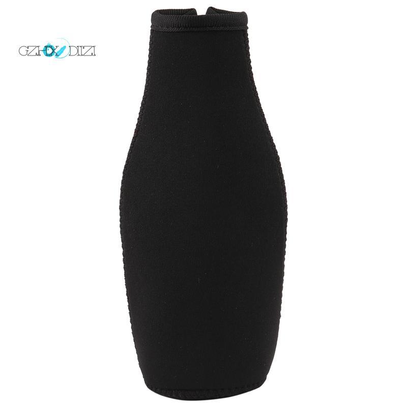 Gzhxdiizi6 Pack ขวดเบียร์ Cooler Sleeves Keep Drink Cold Zip-Up Neoprene ฉนวนแขนสีดํา