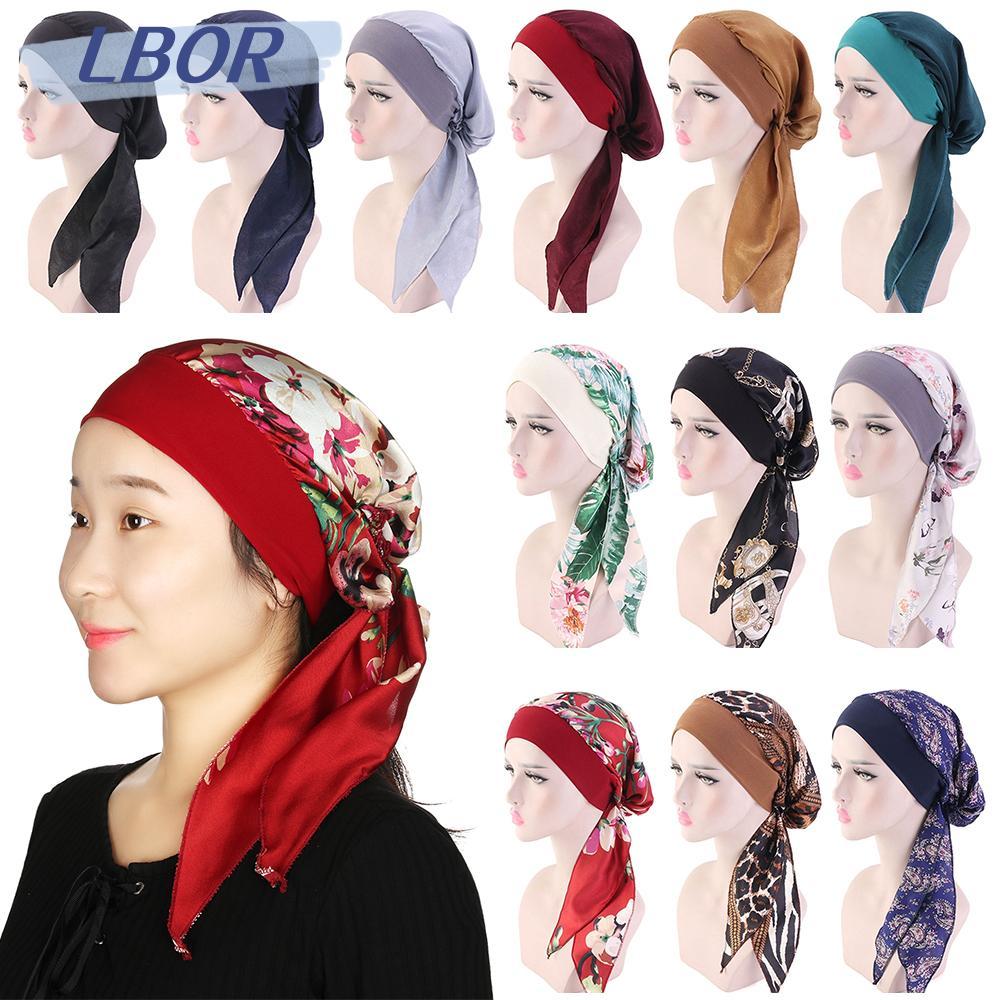 LBOR Cancer Head Scarf Women Headwear Pre-Tied พิมพ์ Chemo Pirate Cap