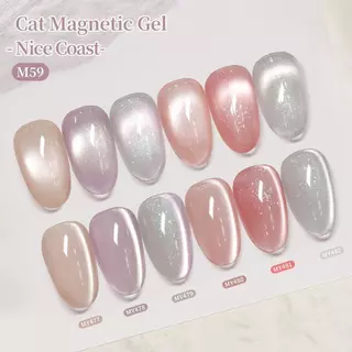 BORN PRETTY 6 สี Nice Coast สีม่วงแมวแม่เหล็กเจลโปแลนด์ชุดสีชมพู Ultra Shine Glitter UV LED เจลเคลือบเงา