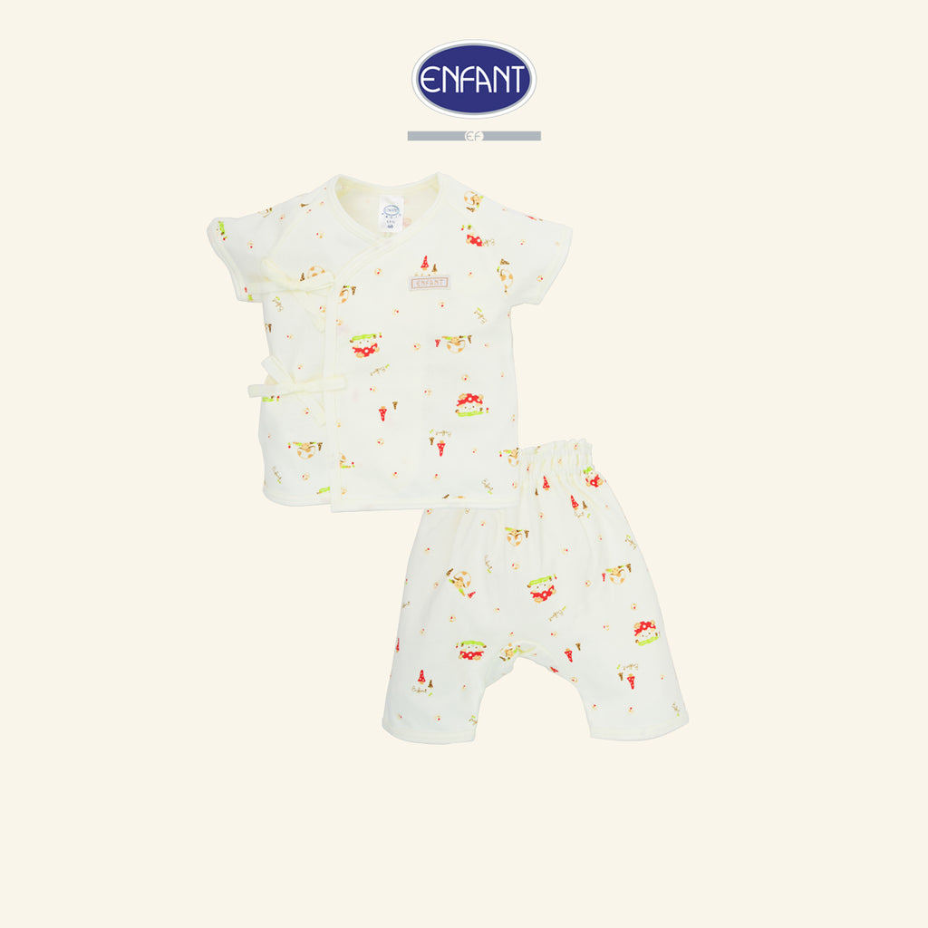 ENFANT ชุดเสื้อผูกแขนสั้น ลายเห็ดน้อย แรกเกิด-6เดือน  ED1DK5