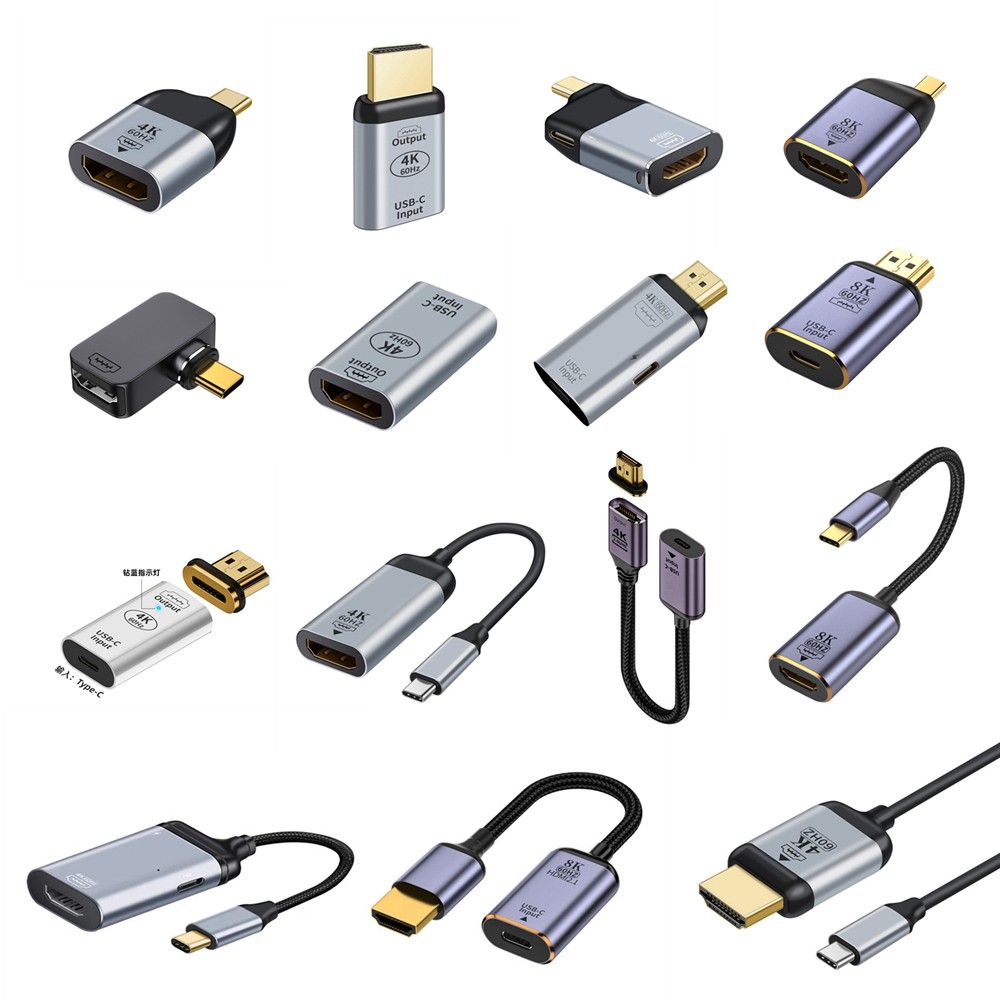 สายแปลง USB Type-C ถึง HDMI 4K/8K พร้อม PD 100W USB-C ถึง HDMI2.1 2.0 8K/60Hz อะแดปเตอร์แม่เหล็กชายห