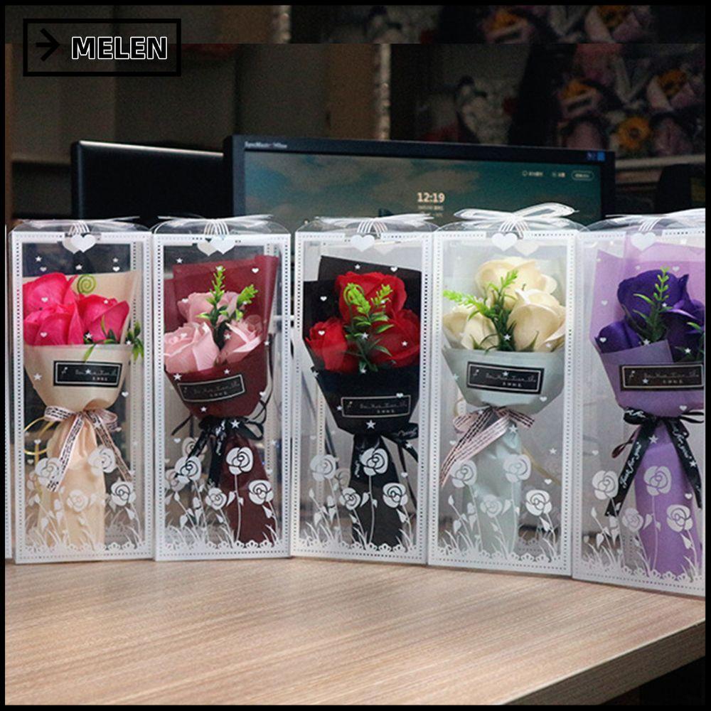 เมลน์ 3 หัวงานเลี้ยงวันเกิดของขวัญวันวาเลนไทน์ตกแต่งงานแต่งงานดอกไม้ประดิษฐ์ชนิดบรรจุกล่อง