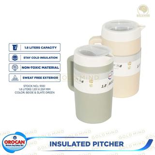 1.8L Orocan Insulated Pitcher: Sweat-Proof Exterior with BPA-Free Cold Insulation.