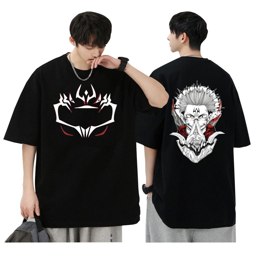 เสื้อยืดแขนสั้นสีดำ Gojo Satoru จาก Jujutsu Kaisen สวมใส่สบาย