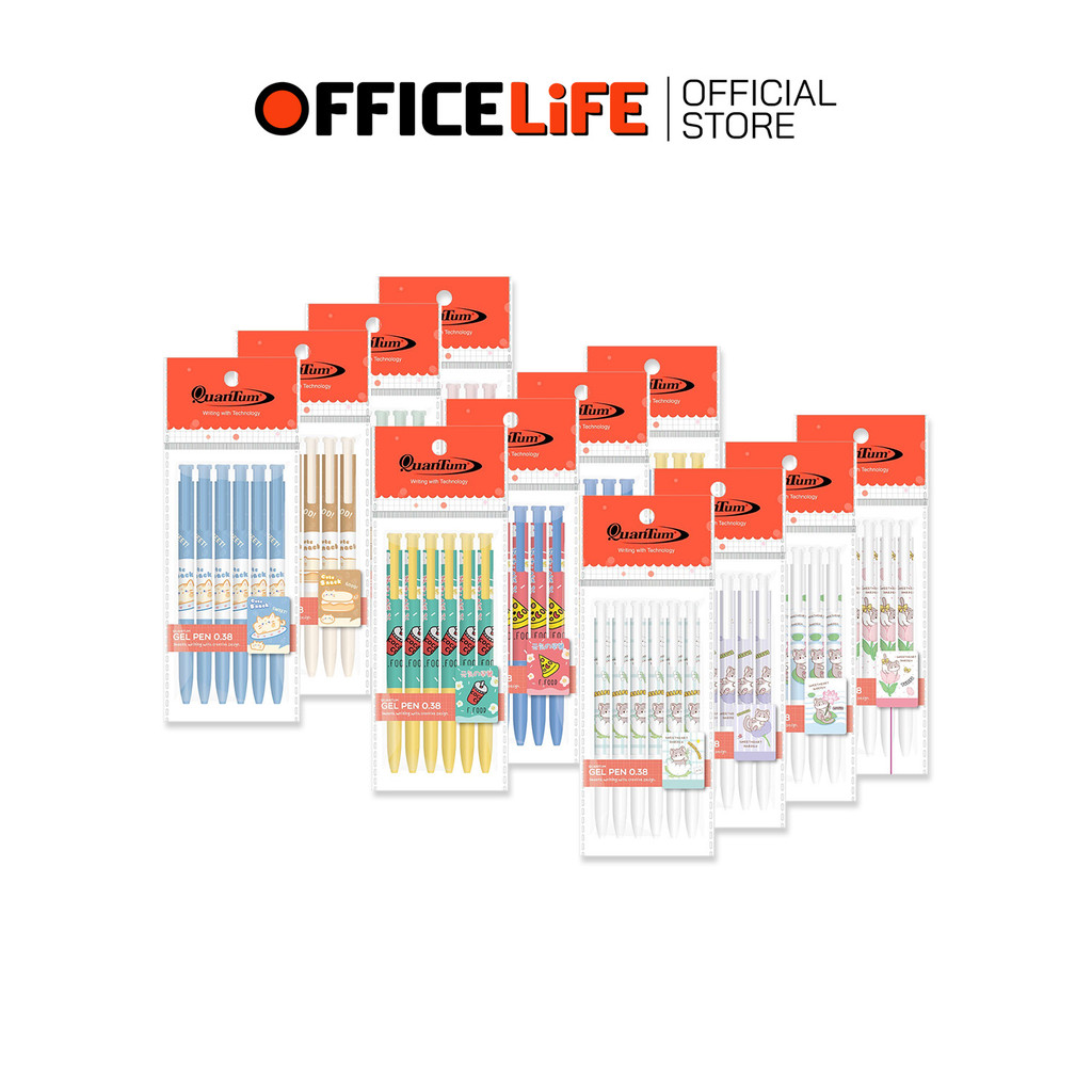 Quantum (ควอนตัม) ปากกาเจลแฟนซี ปากกาเจล รุ่น GP01 / 02 / 03 หมึกน้ำเงิน ขนาด 0.38 mm. ( 6 ด้าม / แพ