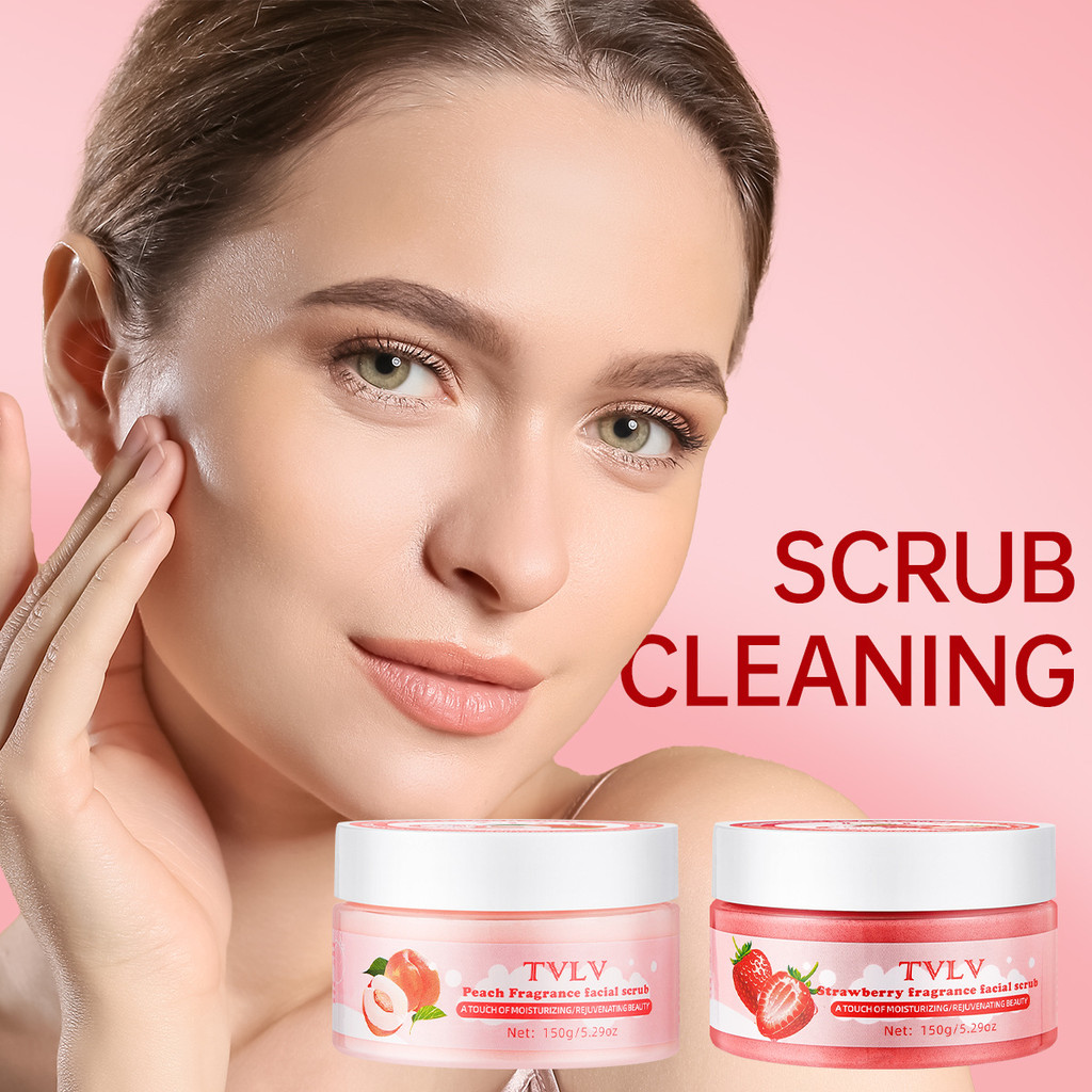 TVLV Strawberry Peach Fragrance Facial Scrub Exfoliating Soft Brightening Facial Skin Scrub