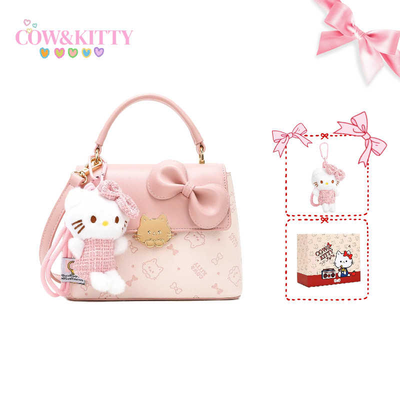 กระเป๋าถือ Cow&Kitty กระเป๋าถือแฟชั่นแมวสีชมพูสําหรับผู้หญิงสไตล์เกาหลีกระเป๋าสะพายข้ผู้หญิงอเนกประสงค์สีชมพูความจุขนาดใหญ่