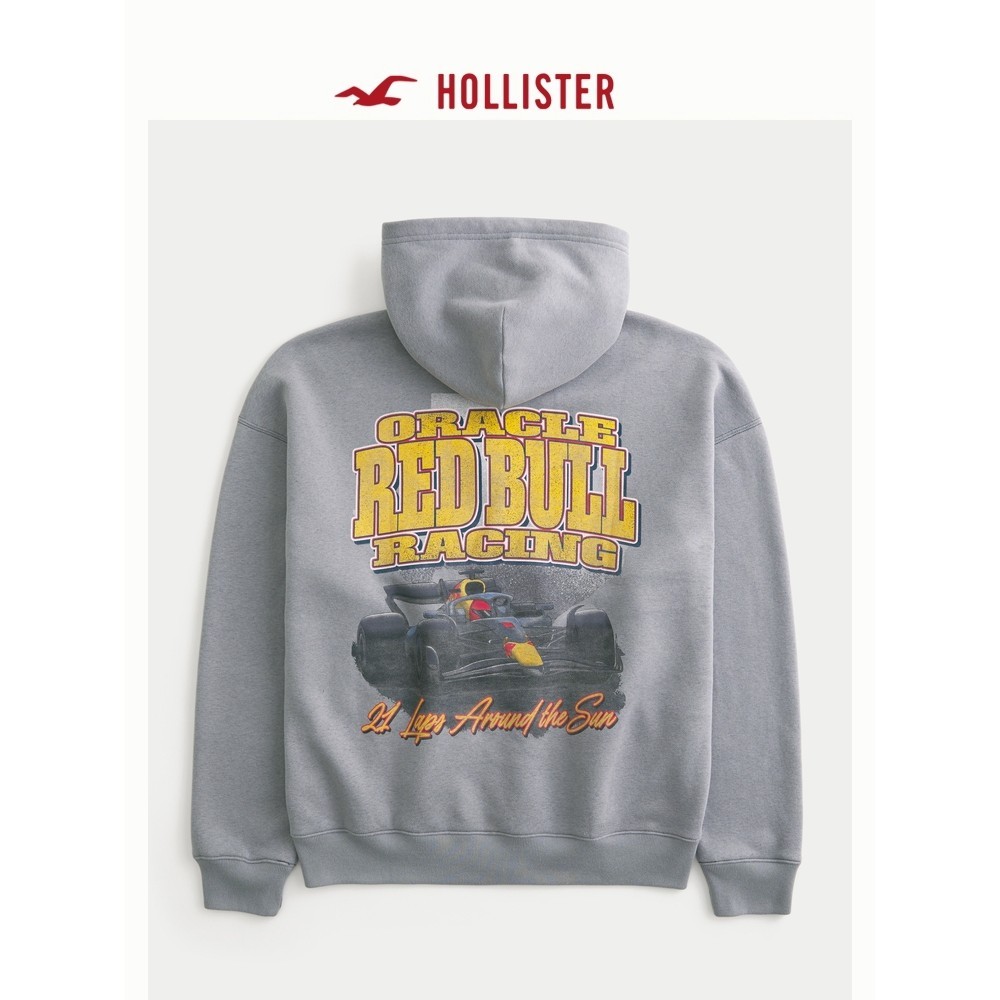 Hollister คุณภาพสูง American Racing โลโก้พิมพ์ผู้ชายหลวมสบายๆ Street แฟชั่น F1 เสื้อกันหนาวมีฮู้ด 04