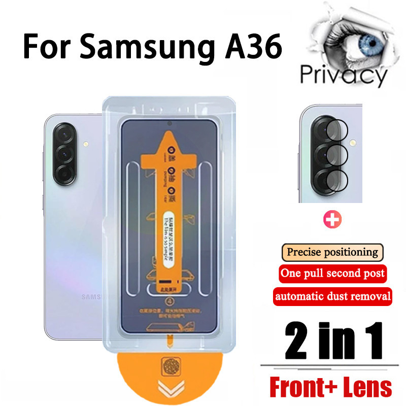 2 in 1 Samsung A36 Anti-Spy Privacy Film One-คลิกกระจกนิรภัยป้องกันหน้าจอสําหรับSamsung A07 A16 A17 