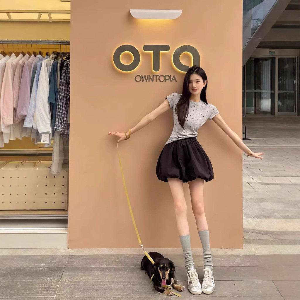 COD French Retro Fluffy จีบ Bud กระโปรงผู้หญิง 2025 ฤดูร้อนสไตล์ใหม่ Casual Bubble Bloom กระโปรงกระโ