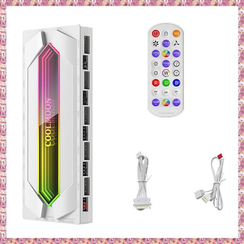 [VCR] 22 in 1 ARGB PWM Controller Hub 5V 3Pin ARGB และ PWM HUB Controller PWM Fan Hub Splitter สีขาว